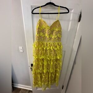 Yellow Floral Lace Dress